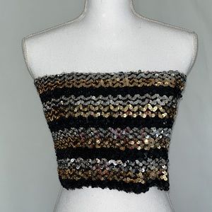 Sequined Bandeau Top Vintage 80’s Glam #Disco #Party #NewYears #Glitz